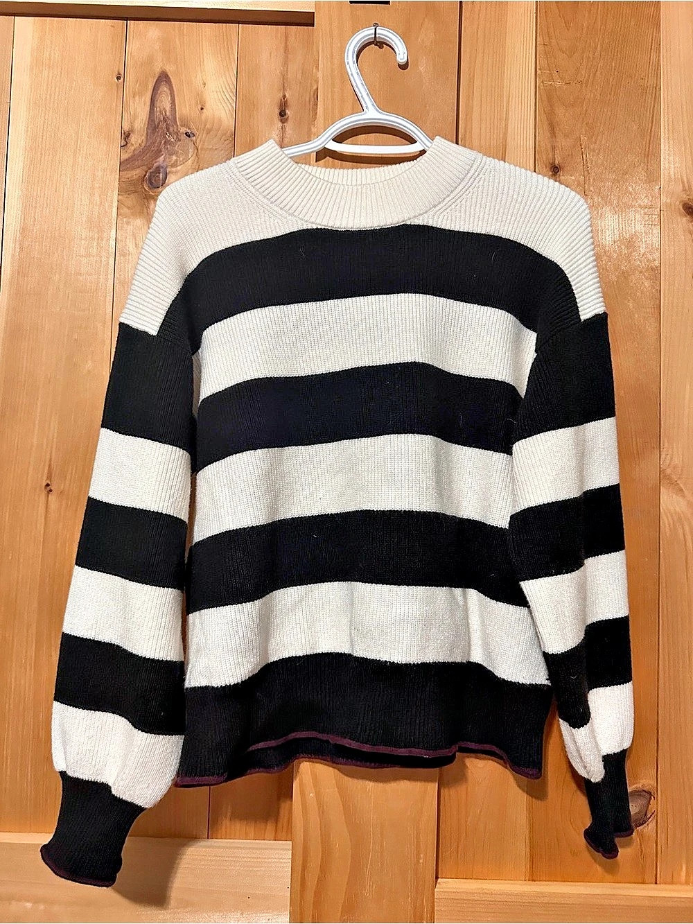 Scotch & Soda Striped Crewneck Sweater in Black & Cream- perfect for fall